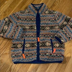 J. Crew Kids Patterned Fleece Jacket - Blue, Orange, Brown